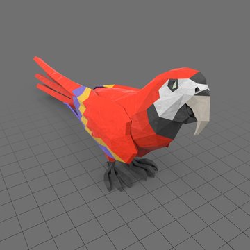 Stylized red parrot standing