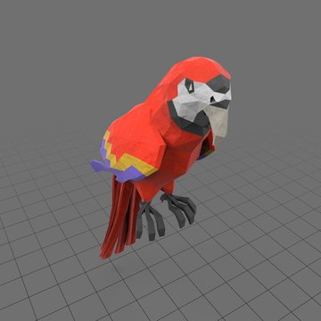 Stylized red parrot perching