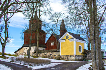 Old wooden church in Fagervik, Finland
