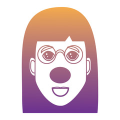 Obraz na płótnie Canvas cartoon happy woman with glasses and clown nose icon over white background, vector illustration