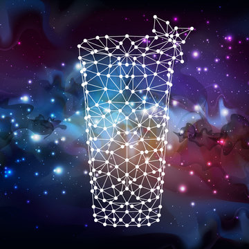 Abstract polygonal tirangle cocktail on open space background.