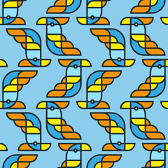  seamless pattern, a parrot in the style of line art