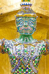 Fototapeta premium Face of giant in Temple of Bangkok, Thailand.