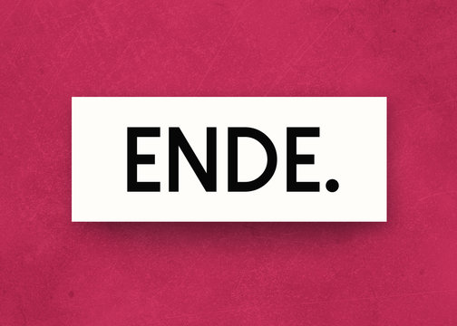 Ende. Text auf Textur-Hintergrund