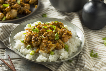 Homemade Sesame Chicken and Rice