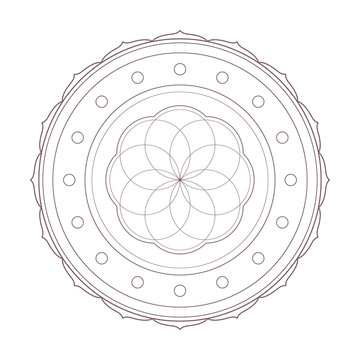 Simple design of mandala line art useful for coloring pages and books