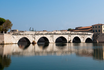 Fototapeta premium Ancient Roman Tiberius bridge in Rimini, Italy