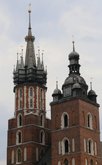 Fototapeta na wymiar Krakow in Poland towers of the church of Santa Maria