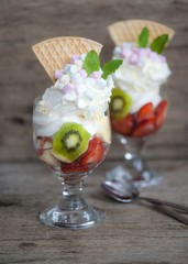 soft ice cream with fresh fruit