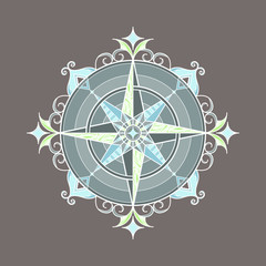 Simple colorful decorative mandala vector in a shape of a compass