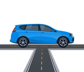 Travel by car. Trip on sports car on country road.