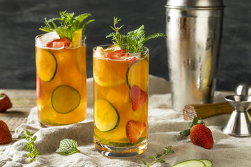 Sweet Refreshing Pimms Cup Cocktail with Fruit