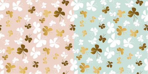 Pale color and gold butterfly seamless pattern.