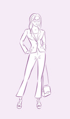 Fashion Model. Vector illustration of a posing female model in hand-drawing / sketchy style.