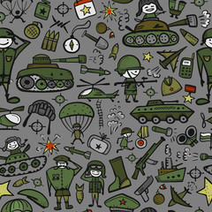 Obraz premium Military sketch, seamless pattern for your design
