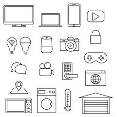 Vector line icons, set of internet of things - 208423065