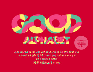 Vector abstract Font for Children. Colorful pattern Good Alphabet Letters, Numbers and Symbols