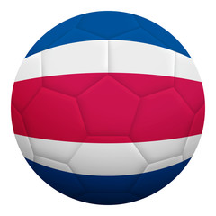 Realistic isolated 3d soccer ball textured with national flag of Costa Rica. Football ball colored with Costa Rican flag.