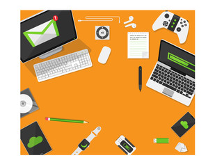modern computer and device set. vector illustration
