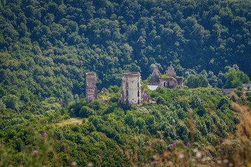 Fototapeta premium Scenic view of Chervonohorod Castle ruins (Nyrkiv village, Ternopil region, Ukraine)