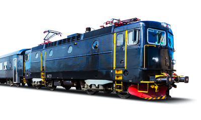 Obraz premium Nowoczesny pociąg wysokiej prędkości na białym tle