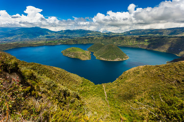 Fototapeta na wymiar Cuicocha lagoon inside the crater of the volcano Cotacachi