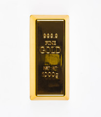 Gold bar isolated on white background,1 kg