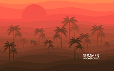 Plakat Creative Background with palm in sunset. beautiful and creative. for wallpaper, banner, print etc.