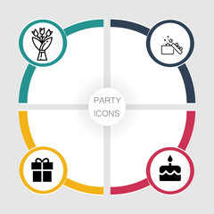 Birthday and party infographic with icon 4 step, for presentation