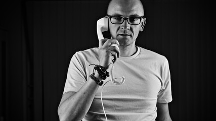 Young man in tshirt with phone