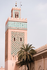 Fototapeta na wymiar Beautiful Mosque on a Sunny Day, Marrakech, Morocco