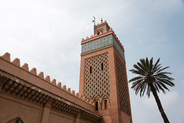 Fototapeta na wymiar Beautiful Mosque on a Sunny Day, Marrakech, Morocco
