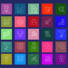 Set of business and finance icons.Trendy flat line icon pack .Vector illustration