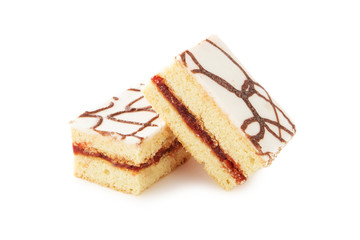 Victoria sponge cake with cream and jam filling. Yogurt Cake Dusted with Icing Sugar