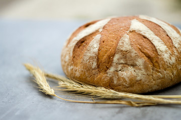 buckwheat bread on a wooden table. Vintage Country Still Life