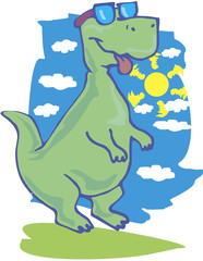 Vector illustration of funny cartoon dinosaur