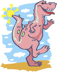 Vector illustration of funny cartoon dinosaur
