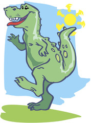 Vector illustration of funny cartoon dinosaur
