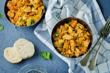 Pumpkin chicken cilantro rice