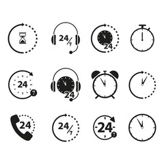 Set of Non stop 24 time icons