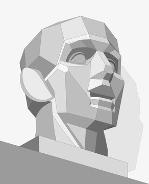 Geometric chopped human head, low poly vector object, vector design