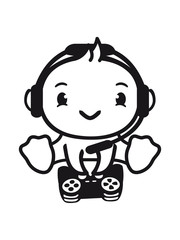 controller spielen zocken konsole huhn küken vogel spaß niedlich kopfhörer mikrophon kopf logo design pro gamer headset