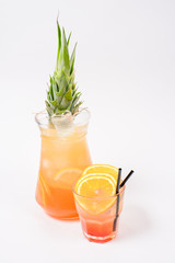 orange cocktail sunrise in glass white background