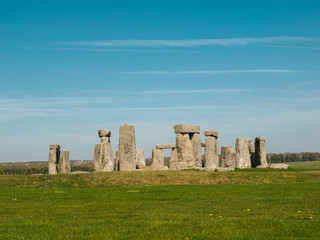 Stonehenge, Salisbury, UK – April 10, 2018 - Stonehenge an ancient prehistoric stone monument...