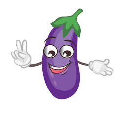 cute eggplant character. cartoon vector illustration