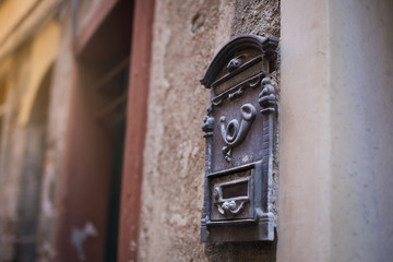 Vintage Italy post box close up.