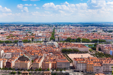 Fototapeta na wymiar Aerial view of Lyon's Peninsula at sunny day
