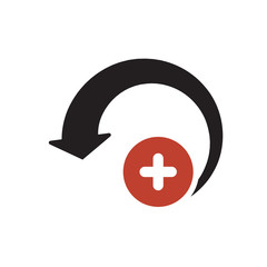 Obraz premium Reload icon, arrows icon with add sign. Reload icon and new, plus, positive symbol