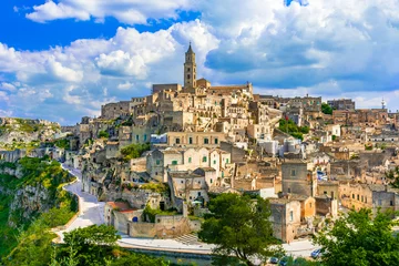 No drill blackout roller blinds Historic building Matera, Basilicata, Italy: Landscape view of the old town - Sassi di Matera, European Capital of Culture, at dawn