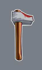 Vector hand drawing of a bloody hammer, for gaming, crime and early ages concept illustration